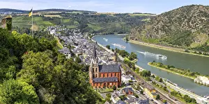 Town of Oberwesel in the UNESCO World Heritage Site Upper Middle Rhine Valley on the River Rhine Panorama in Oberwesel