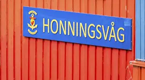Town sign, Honningsvag, Finnmark