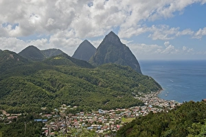 Townscape, the Pitons at the back