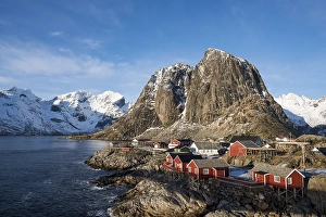 Townscape, rorbu or rorbuer fishermen's huts