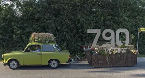Trabant with festive trailer for the 790th anniversary of the village of Vitense