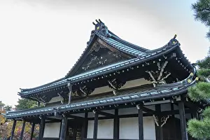 Traditional Japanese temple with ornate roof