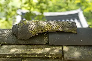 Traditional Korean roof tiles laid carefully on top of the wall