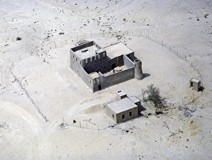 Traditional mud house and mud complex in the desert, Saudi Arabia 1979