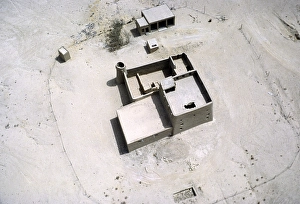 Traditional mud house and mud complex in the desert, Saudi Arabia 1979