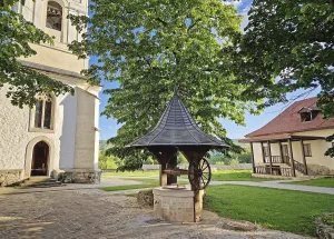 Traditional old well made of wood and stone