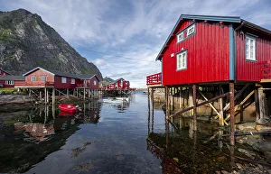 Traditional red stilt houses, typical fishermen's huts
