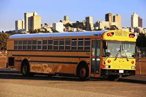 Traditional yellow school bus in San Francisco