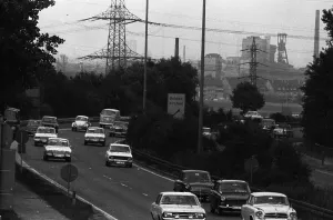 Traffic on the Ruhrschnellweg (B1) in 19 67