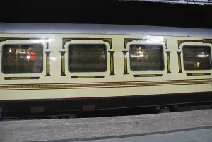 Train on railway platform of Jaisalmer Rajasthan India