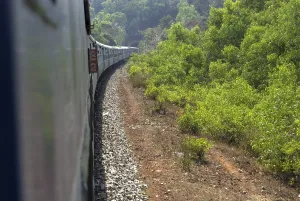 Train running on track between mookambika and udipi