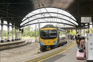 TransPennine Express Class 185 train at railway station