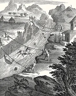Transportation in the Andes, river crossing