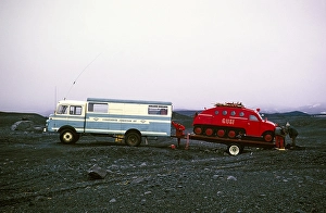Transporter for GUSI Bombardier B 12 snowmobile, Gudmundur Jonasson travel company Adventure Arctic Expedition to the frozen ice cap, Iceland, 1972, Europe