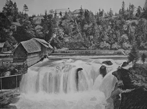 The Traunfall, a waterfall of the river Traun in Upper Austria