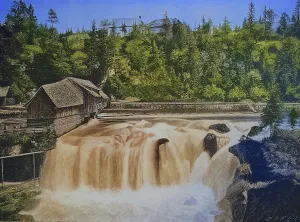 The Traunfall, a waterfall of the Traun in Upper Austria