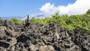 Travel to Italy - sharp lava stones after volcano Etna eruption in Sicily