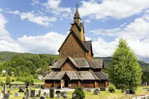 Travel to Norway in summer. The oldest and most beautiful church in Norway in Heddal