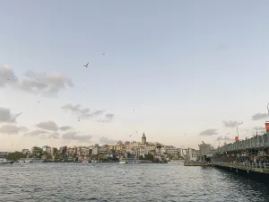 Travel to Turkey. Beautiful view of the Bosphorus Strait at sunset