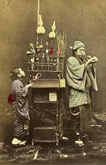 Travelling candy seller, c. 1860