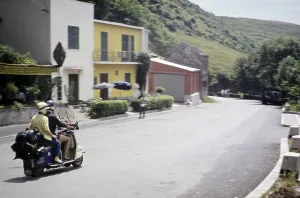 Travelling group of the Bromley Scooter Club on their motorbikes, at the Passo del Turchino, Liguria, Italy, July 1959, Europe