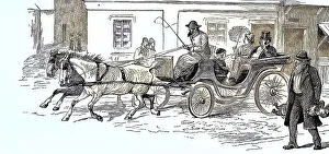 Travelling by horse-drawn carriage