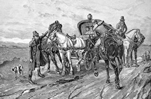 Travelling by horse-drawn carriage in the Middle Ages
