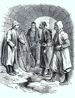 Travelling on a penny-farthing