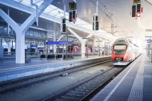 Travelling scene on train station