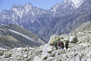 Trekkers near Gomukh, gangotri, uttaranchal, india