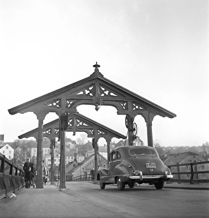 Trondheim Norway 1949. The Old Town Bride (Den gamle Bybro). Gamle Bybro is one of Trondheim's characteristic landmarks
