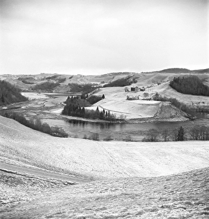 Trondheim Norway 1949. A view over the nature near the city with Nidelva river. Kristoffersson ref AU41-1