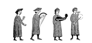 Troubadours and minstrels, woodcut from 1880