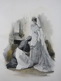 Trying on and altering the wedding dress