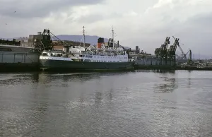 TSS Steamship railway ferry Duke of Rothesay, harbour basin of Belfast, Northern Ireland, United Kingdom 1960s