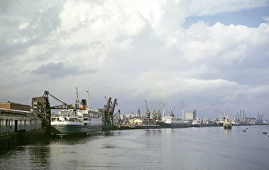TSS Steamship railway ferry Duke of Rothesay, harbour basin of Belfast, Northern Ireland, United Kingdom 1960s