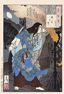 Tsukioka Yoshitoshi (1839 - 9 June 1892) one of the last great masters of the classical Japanese colour woodcut