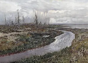 Tundra landscape in Siberia, Russia