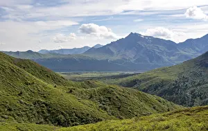 Tundra and mountainous landscape of the Alaska Range