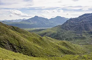 Tundra and mountainous landscape of the Alaska Range