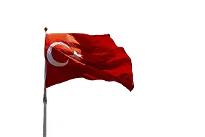 Turkish flags isolated on white backround featuring star and crescent