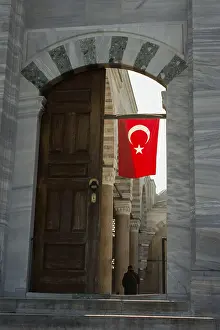 Turkish national flag with white star and moon in the view