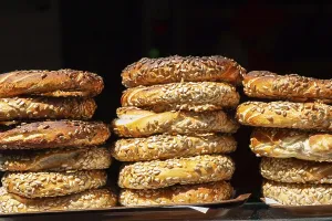 Turkish simits/bagels snack in the view
