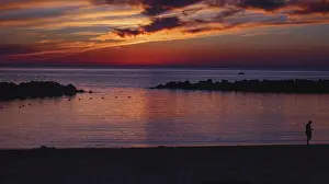 Twilight landscape with sunset
