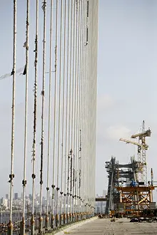 Category Historic EN Prints: Twin carriageway cable-stayed bridge view of under construction of Bandra Worli Sea Link
