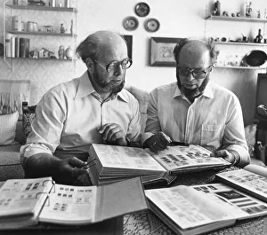 Twins with stamp albums, Leipzig