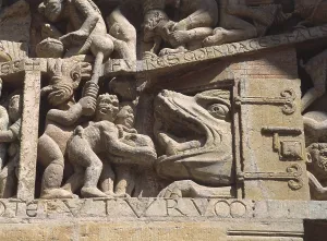 Tympanum: Hellmouth, St. Saint, Saint