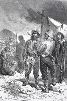 Types of pioneers, herdsmen and people of the Benton Indians in the Kajre 1870