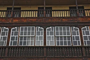 Typical balcony houses on the shore road of the city of Santa Cruz de la Palma