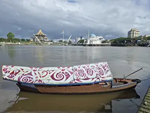 Typical Local Boat, Sarawak River and Sarawak State Legislative Assembly (Old)